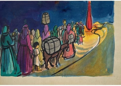 רות שלוס, (Ruth Schloss) - ציור מתוך סדרת איורים למצגות לילדים משנות ה-50