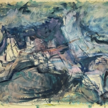 יהודית הר אבן (Yehudit Har-Even) - 'ממגורות דגון' - ציור ישן, גואש ואקוורל
