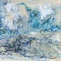 יהודית הר אבן (Yehudit Har-Even) - 'חוף טנטורה' - ציור ישן, גואש ואקוורל על נייר