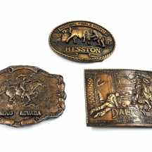 לוט של 3 אבזמי מתכת אמריקאים לחגורה