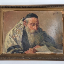 ארנו ארב Erno Erb (פולני, 1878-1943) - 'דמות יהודי לומד תורה' - ציור פולני עתיק