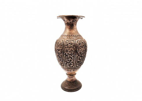 אגרטל כסף פרסי ישן, עשוי בעבודת יד אמן, חתום, משקל: 1,090 גרם