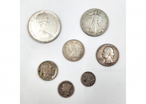 לוט של 7 מטבעות כסף ישנים ועתיקים שונים מצב בהתאם לגיל