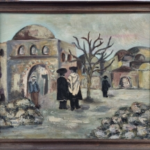 'יהודית בצפת' - ציור ישן, שמן על בד, חתום: עדינה פ