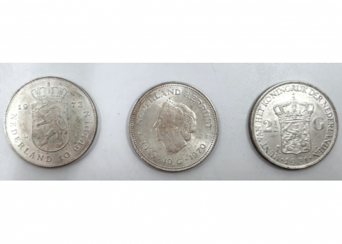 לוט 3 מטבעות כסף מהולנד טוהר 0.720
