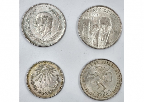 4 מטבעות כסף ממקסיקו, טוהר 0.72, משקל 93.8 גרם