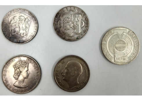 לוט 5 מטבעות כסף נמוך, אוסטריה, בולגריה, צ'קוסלובקיה וברמודה