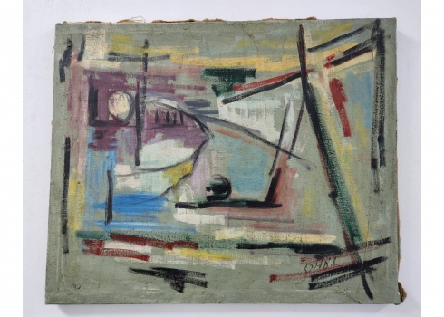 שלמה אלירז - 'סירות בכינרת' - ציור ישן, שמן על בד, חתום ומתוארך: 1960