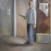 יעקב כרמלי  (Jacob Carmely) - 'דיוקן עצמי בסטודיו האמן' - ציור גדול, שמן על בד