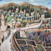 ראובן רובין (Reuven Rubin) - 'הדרך לעין כרם', ליטוגרפיה, חתומה בפלטה וממוספרת