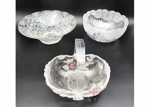 לוט של 3 כלי קריסטל וזכוכית