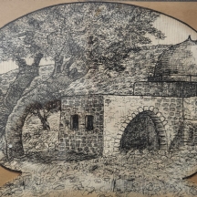 'קבר רחל' - רישום עט על נייר