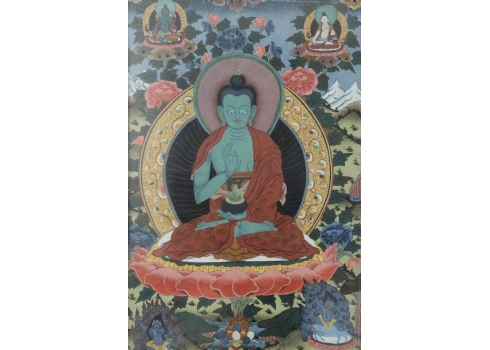 ציור טנקה, טאנגקה (Thangka) טיבטי ישן ויפה, מציור ביד בצבעי גואש על בד