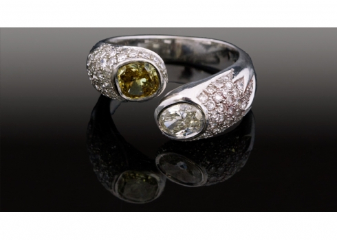 טבעת זהב משובצת יהלומים   (1600)