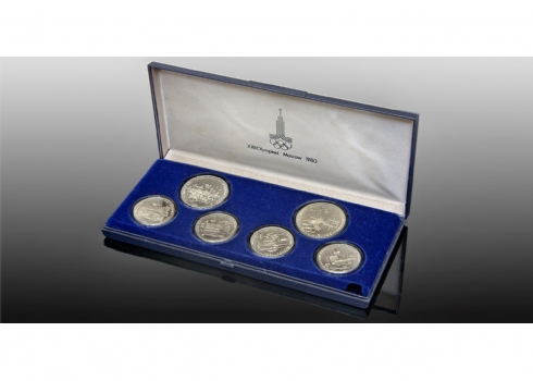 סט של שישה מטבעות כסף- 'אולימפיאדת מוסקבה 1980'