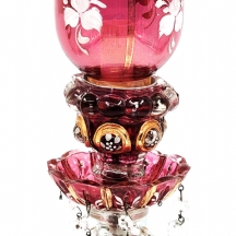 לוסטרה עות'מאנית ישנה עשויה זכוכית קרנברי (Cranberry Glass),