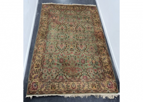 שטיח בולגרי ישן, עבודת יד, בגווני טורקיז, מצב משומש