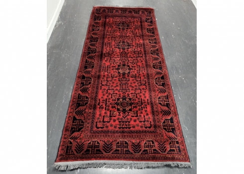 שטיח אפגני חל ממדי, צמר על צמר, עבודת יד