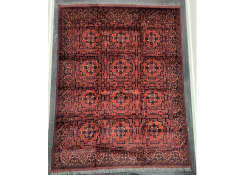 שטיח אפגני חל ממדי, ישן, צמר על צמר, (בסגנון משי), עבודת יד