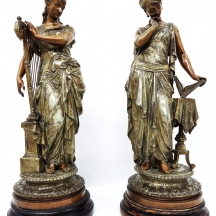 אוטרופ בורה Eutrope Bouret (צרפתי, 1833-1906) - זוג פסלי שפלטר (Spelter) צרפתים