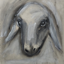 קדישמן, מנשה (Menashe Kadishman) - 'ראש כבש' - אקריליק על בד, חתום, מידות: 60X50