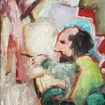 גרשון רנרט (Gershon Rennert) - 'פורטרט עצמי של האמן בסטודיו' - ציור ישן ויפה