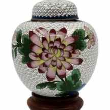 כד קלואזונה (Cloisonne) סיני ישן ומכסה תואם, עשוי נחושת מוזהבת ומעוטר באמייל