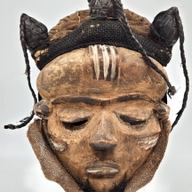 מסכת לוחם (Warrior Mask) אפריקאית עשויה עץ ועור, אנשי שבט הקסונגו (Kasungu )
