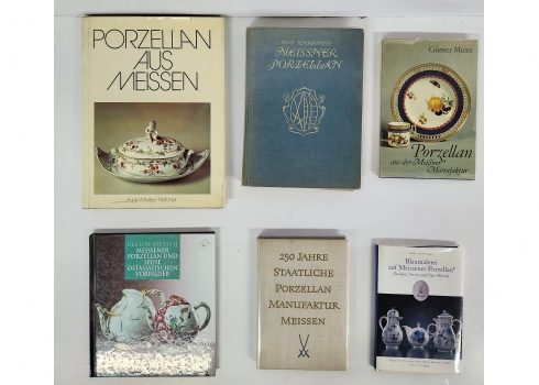 לוט של 6 ספרי אומנות ישנים גרמניים, בנושא פורצלן מתוצרת: 'מייסן' (Meissen)
