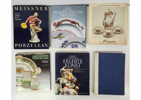 לוט של 6 ספרי אומנות ישנים גרמניים, בנושא פורצלן מתוצרת: 'מייסן' (Meissen)