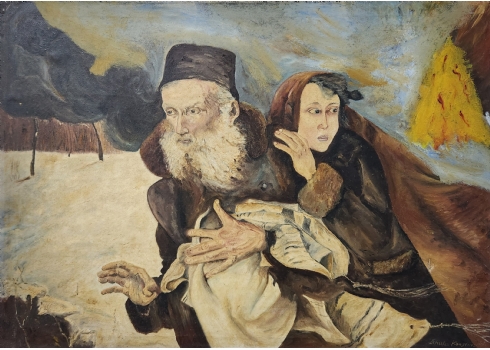ציור ישן, שמן על בד, חתום (פגם לבד - מצולם), ללא מסגרת, מידות: 50X70 ס"מ.