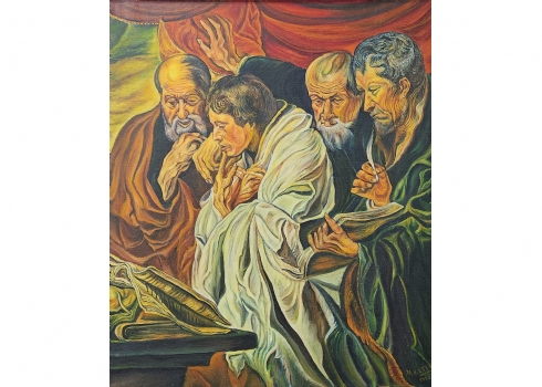 ציור ישן על פי ציורו הנודע של יאקוב יורדאנס (Jacob Jordaens)