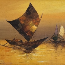 'Alfredo Buenaventura' (פיליפינים,1942-1982) - 'מפרשיות דייגים בערביים' - ציור