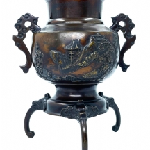 כד ברונזה יפני עתיק ואיכותי מתקופת 'מייג'י' (Meiji Period)