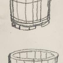 צוגורו פוג׳יטה (Léonard Tsuguharu Foujita) - 'שני דליי עץ יפנים' - רישום עיפרון