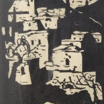 יעקב פינס הדפס על פי חיתוך עץ או לינולאום, חתום בפלטה