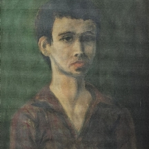 'נער בודד' - ציור עתיק, שמן על לוח, חתום למטה מימין בחתימה לא מפוענחת, 1920-1930