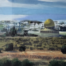 א. רון - 'ירושלים' - ציור ישן, גואש על נייר, חתום