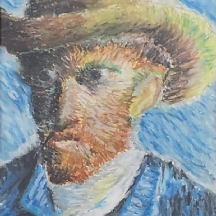 'פורטרט עצמי עם כובע קש' - ציור ישן, על פי וינסנט ואן גוך (1853–1890)