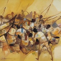 'Alfredo Buenaventura' (פיליפינים, 1942-1982) - 'דייגים', שמן על בד, חתום