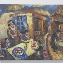 'חג החנוכה' - שמן על בד, חתום ומתוארך