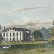 'Cokethorpe Park, Oxfordshire' תצריב אנגלי עתיק משנת 1818, צבוע ביד