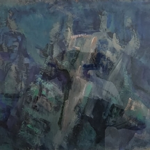יהודית הר אבן (Yehudit Har-Even) - 'נוף מדברי בכחול וירוק', ציור ישן