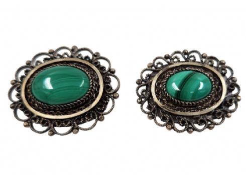 לוט של 2 סיכות ישראליות ישנות ויפות, עשויות כסף 'סטרלינג' (925), חתומות ומשובצות