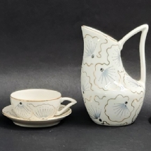 חלקי סט פורצלן ישן לתה, רוסי, מצויר בעיטורים בעבודת יד