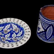 לוט של שני כלי קרמיקה טורקים ישנים 'Kytahya'