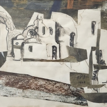 שכוי , שלום (קוקו) - 'יפו העתיקה' - ציור וקולאג' על נייר, חתום ומתוארך: 1967