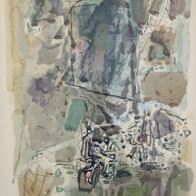 אביגדור סטימצקי (Avigdor Stematsky) - 'דמויות בבית קפה חיפאי' - ליטוגרפיה גדולה