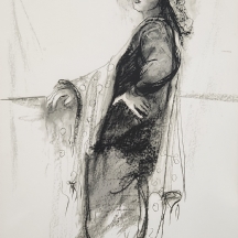 אסתר פרץ- ארד (Esther Peretz Arad) - 'דמות אישה בכובע קש' - ליטוגרפיה גדולה