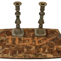 מגש לשבת וזוג פמוטים